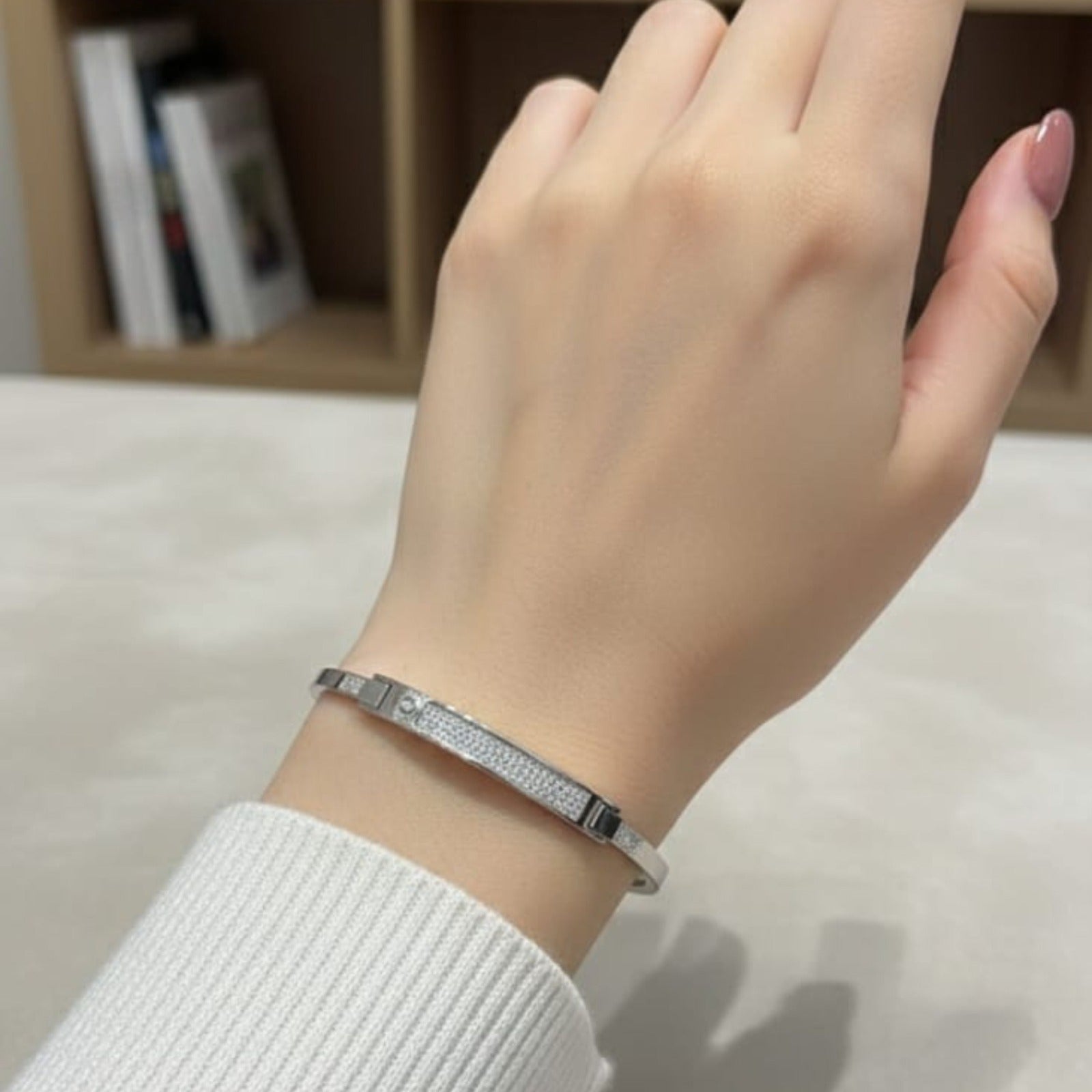 Silver Elegant Sparkle Bangle