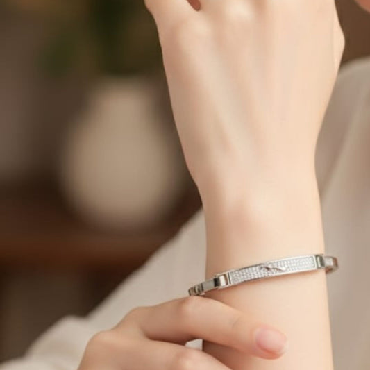 Silver Twisted Shine Bangle