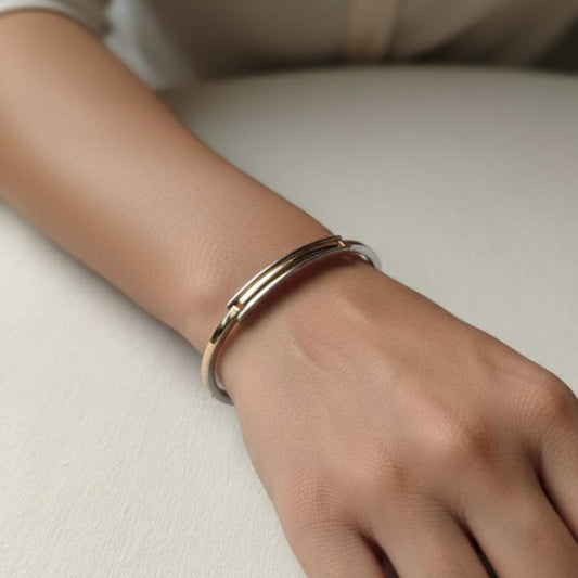 Silver Rose-Gold Sleek Bangle