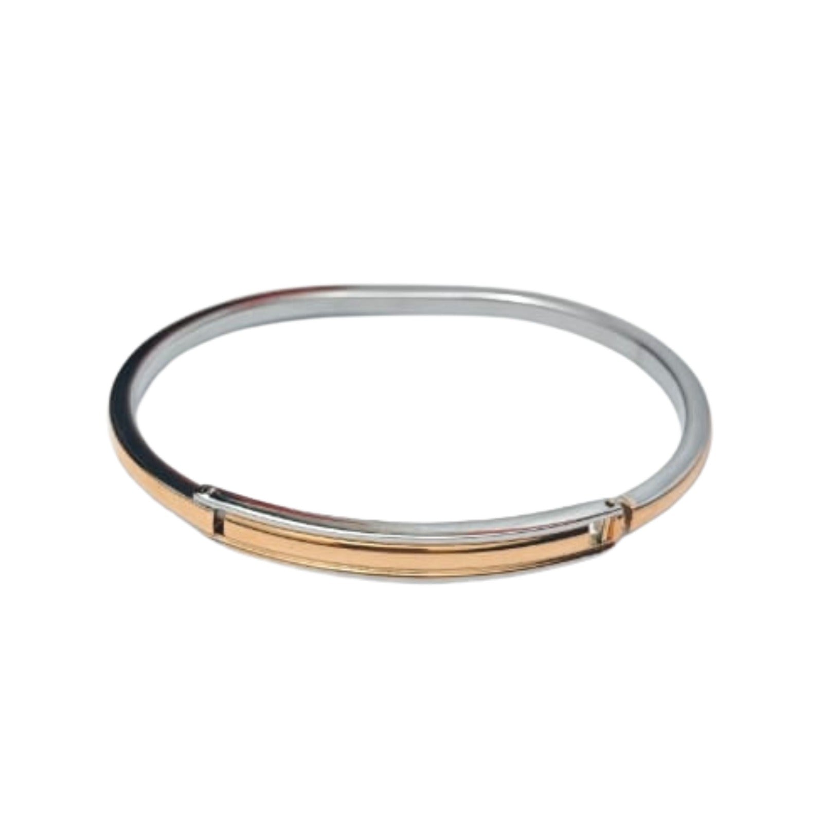 Silver Rose-Gold Sleek Bangle