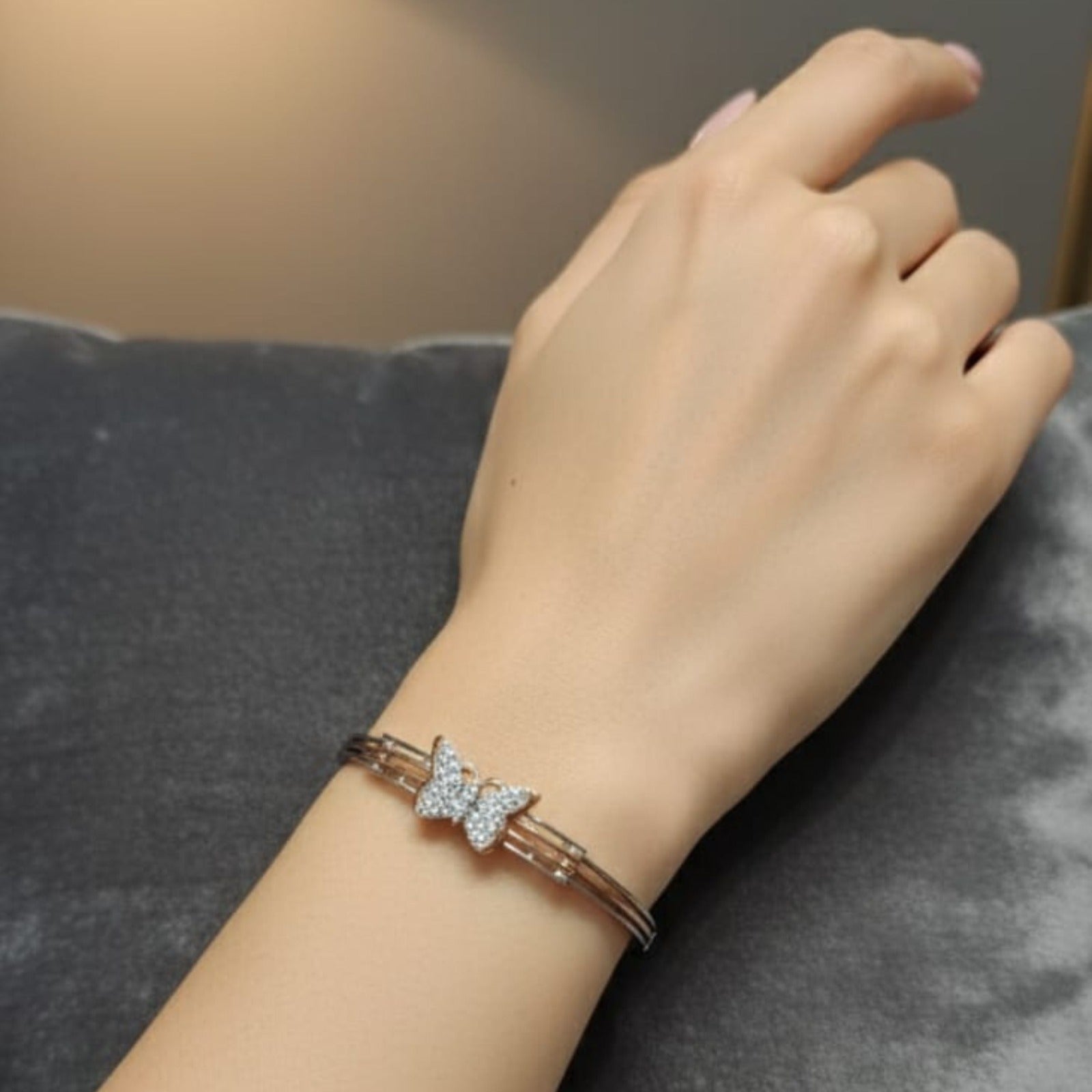 Silver Butterfly Sparkle Bracelet