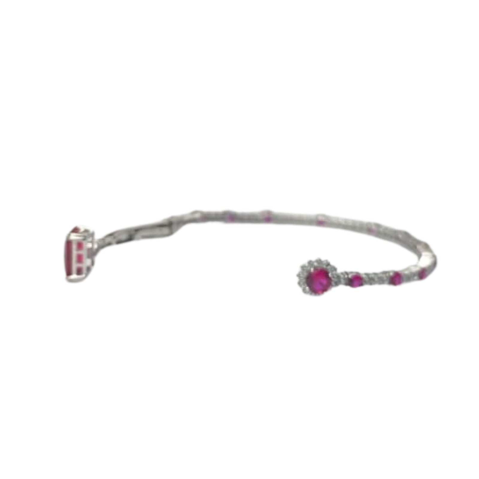 Silver Pink Stone Openable Kada