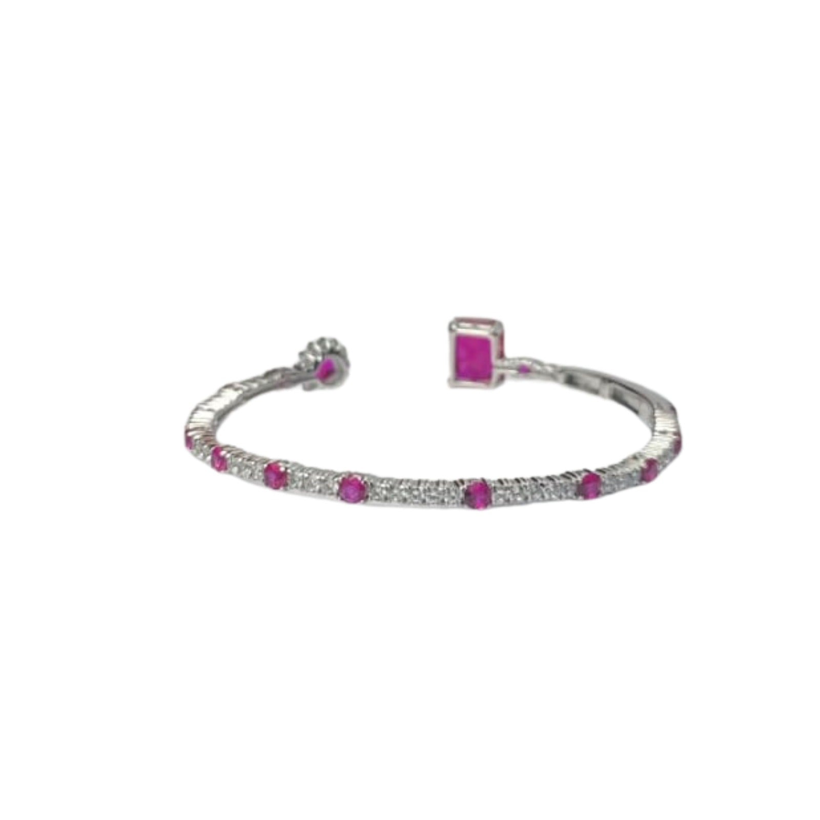 Silver Pink Stone Openable Kada