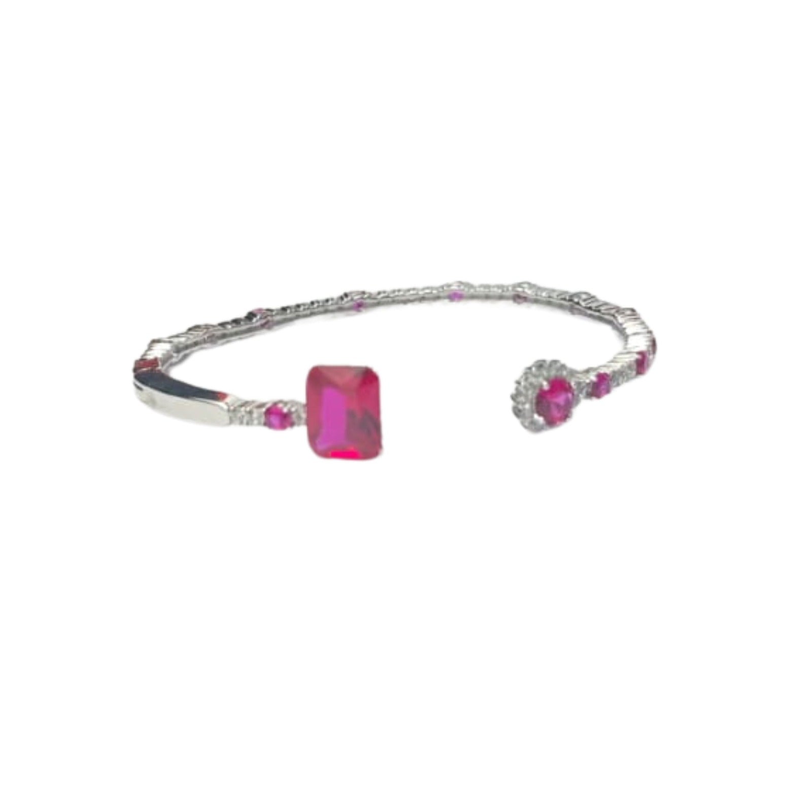 Silver Pink Stone Openable Kada