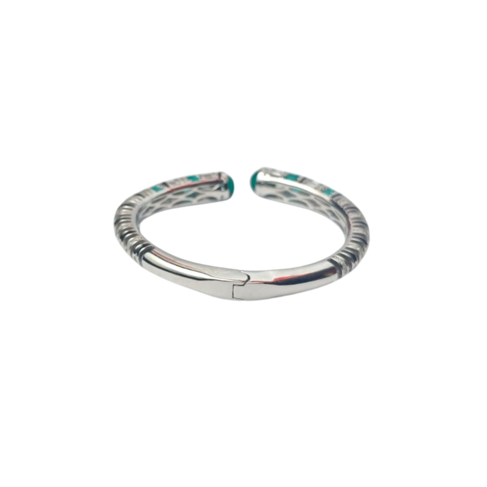 Silver Green Stone Designer Kada