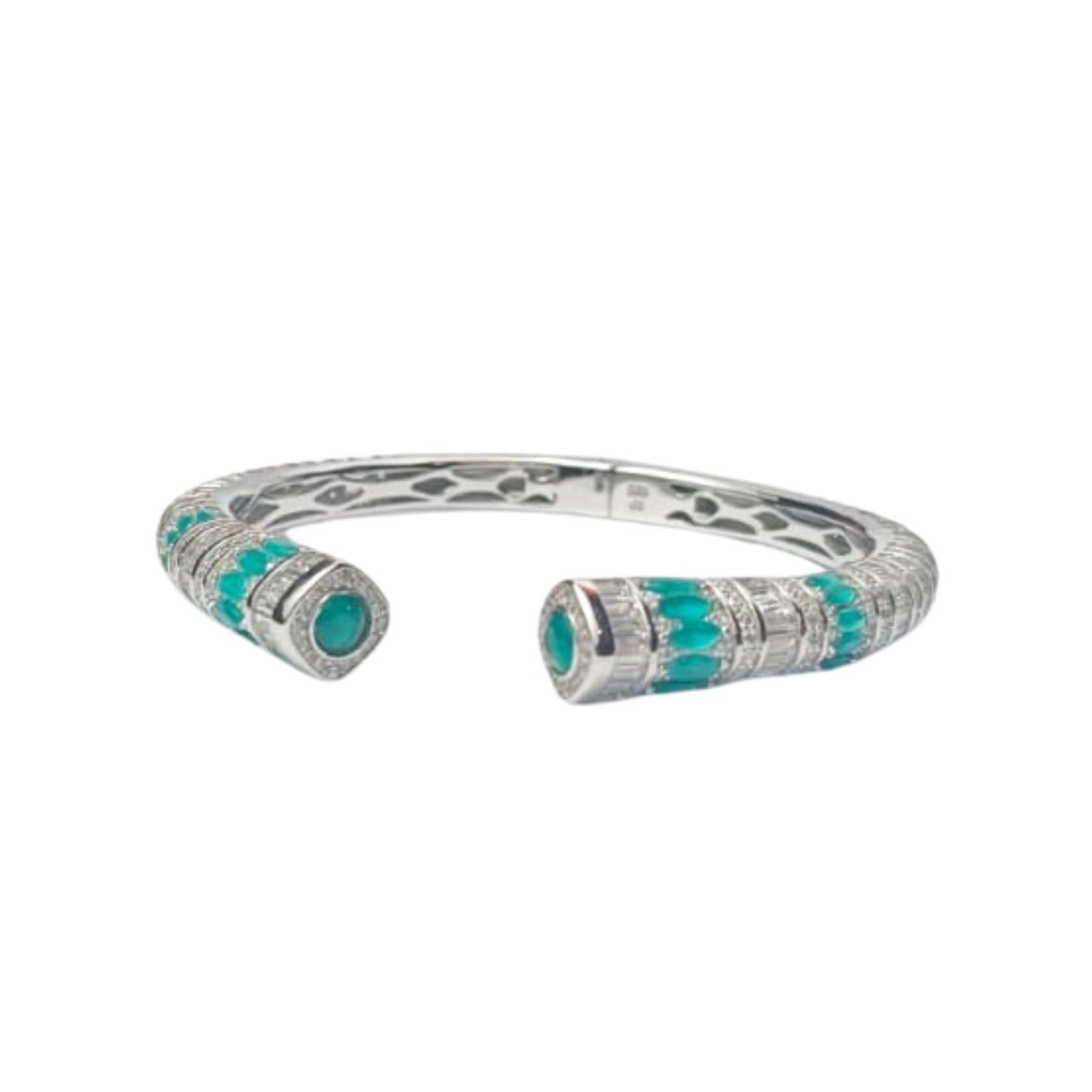 Silver Turquoise Stone Designer Kada