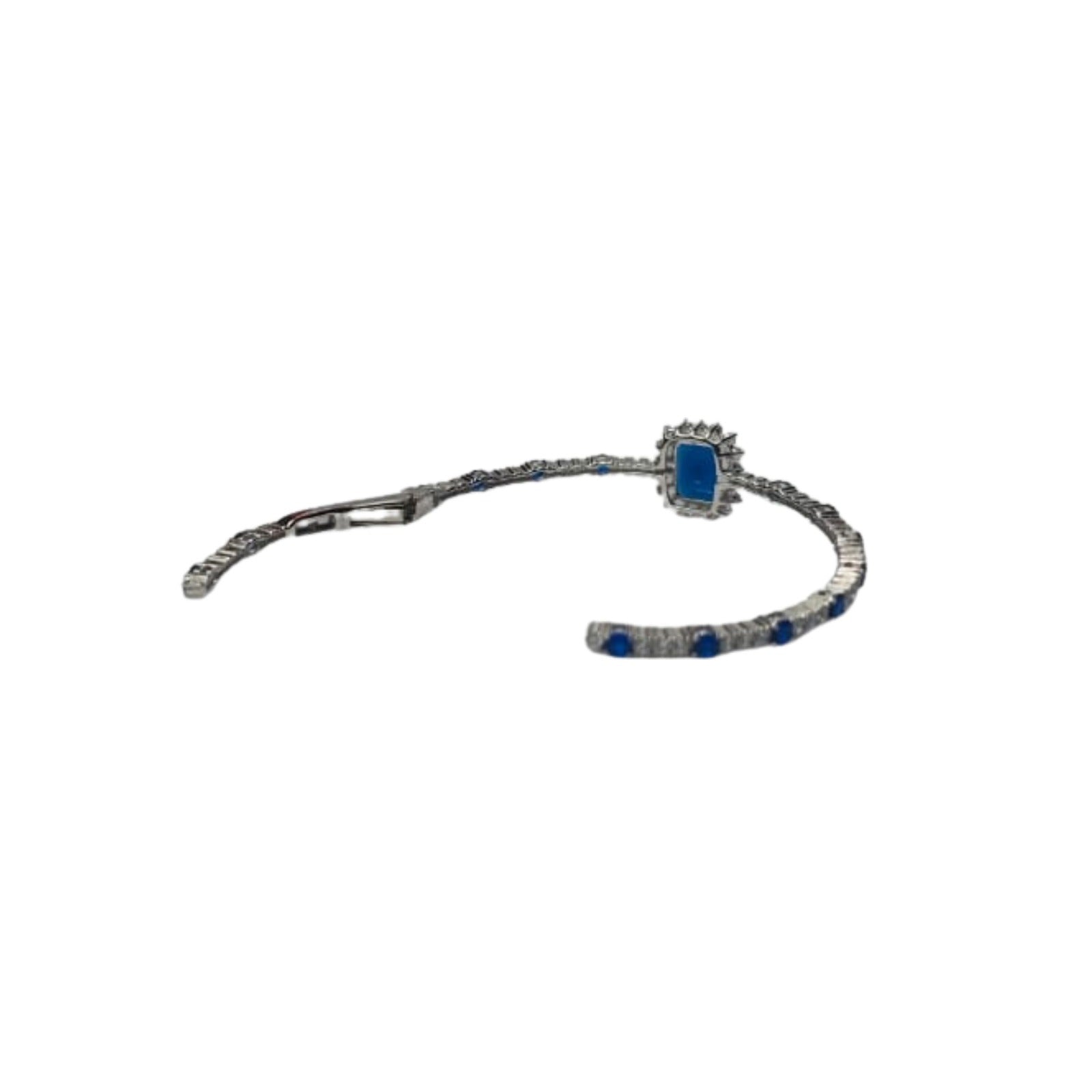 Silver Royal Blue Stone Kada