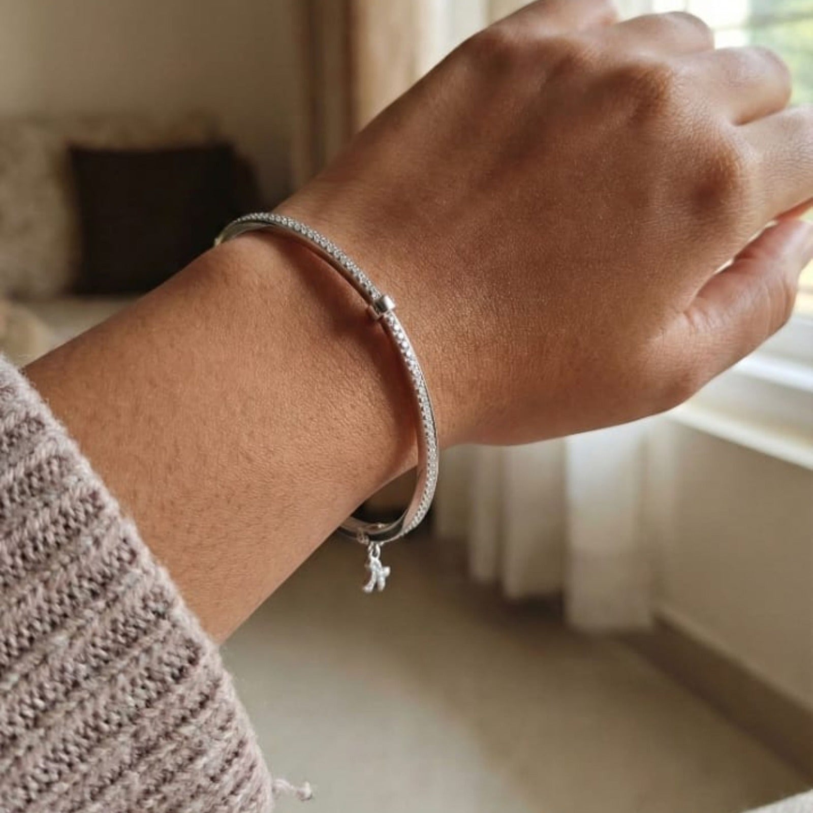 Sleek Silver Rope Bangle