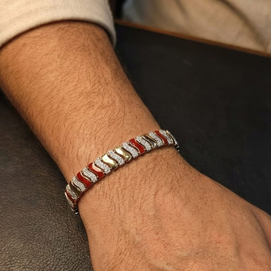 Silver Crimson Wave Bracelet