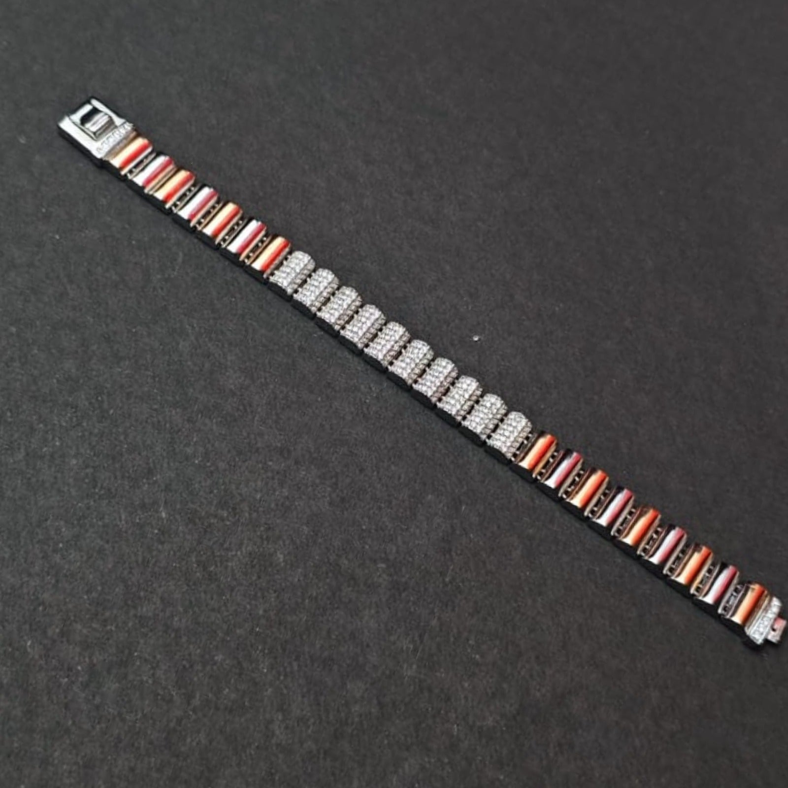 Silver Crystal Stripe Bracelet