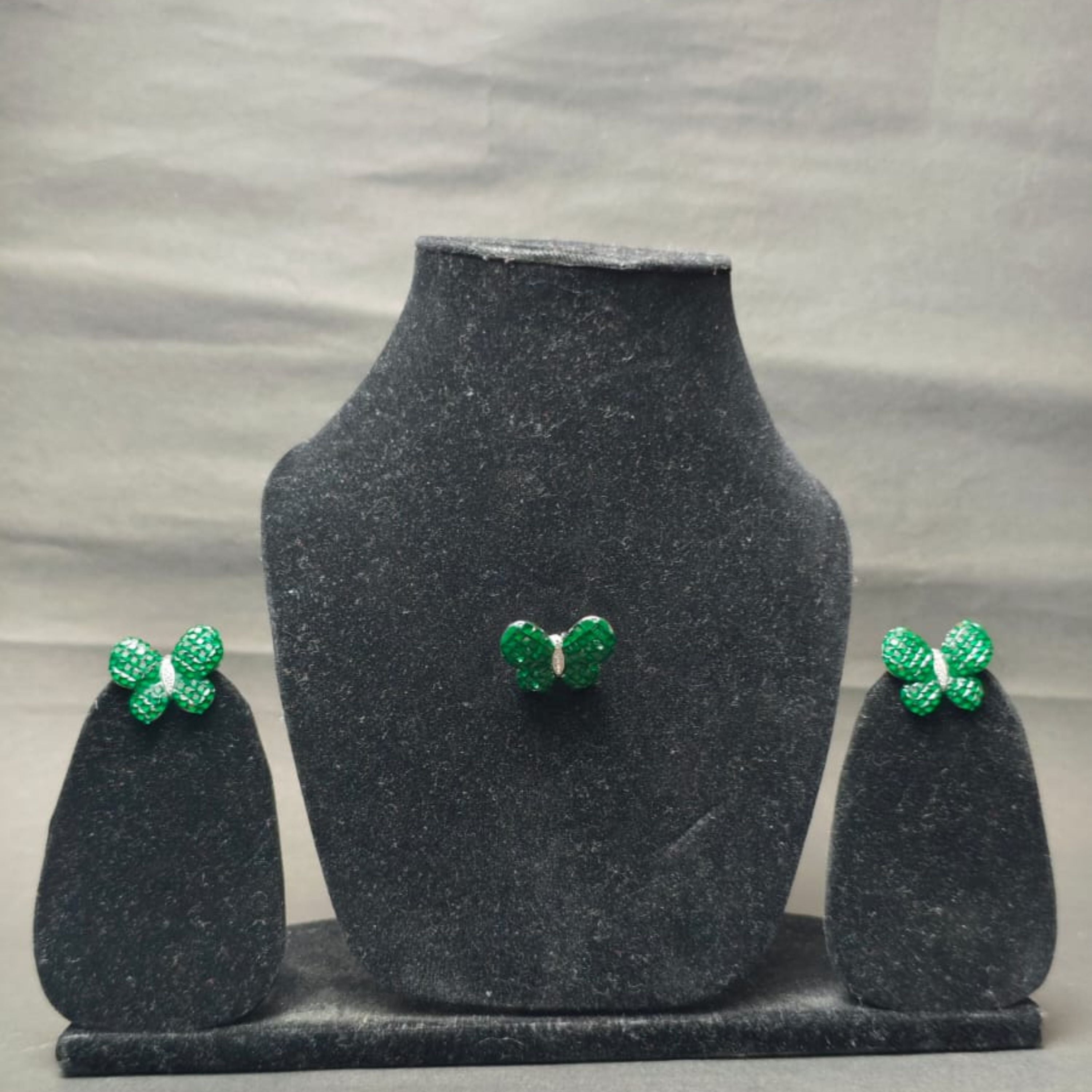 Emerald Flutter Butterfly Pendant Set