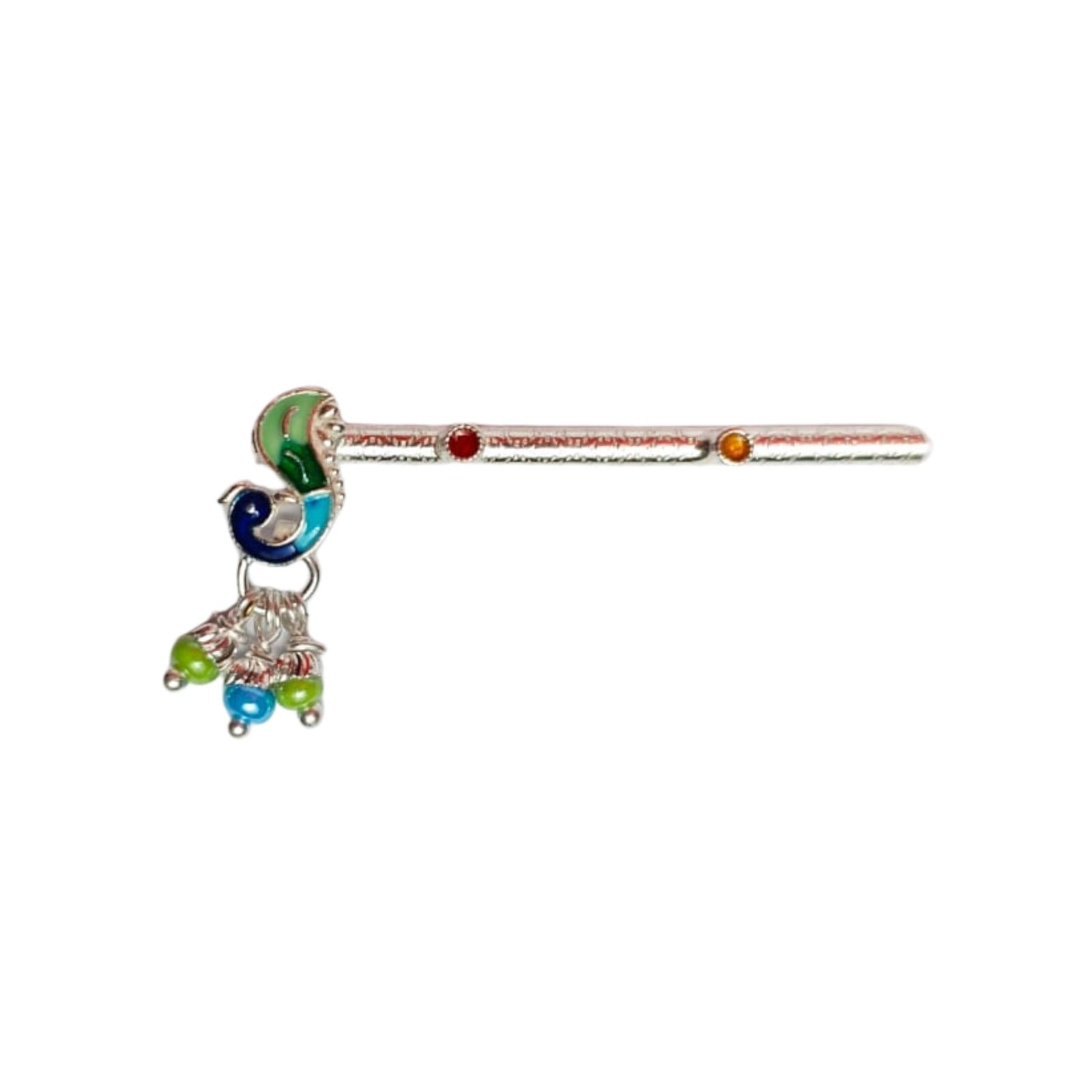 Multicolor Silver Peacock Curve Flute