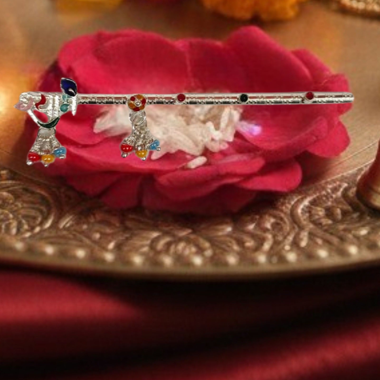 Silver Peacock Charm Flute