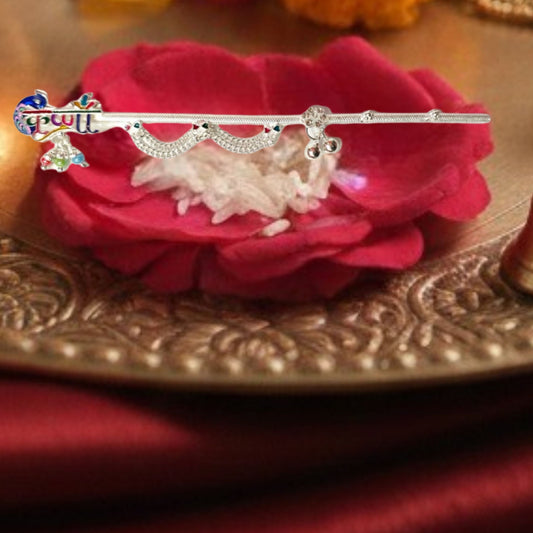 Silver Krishna Swirl Flute