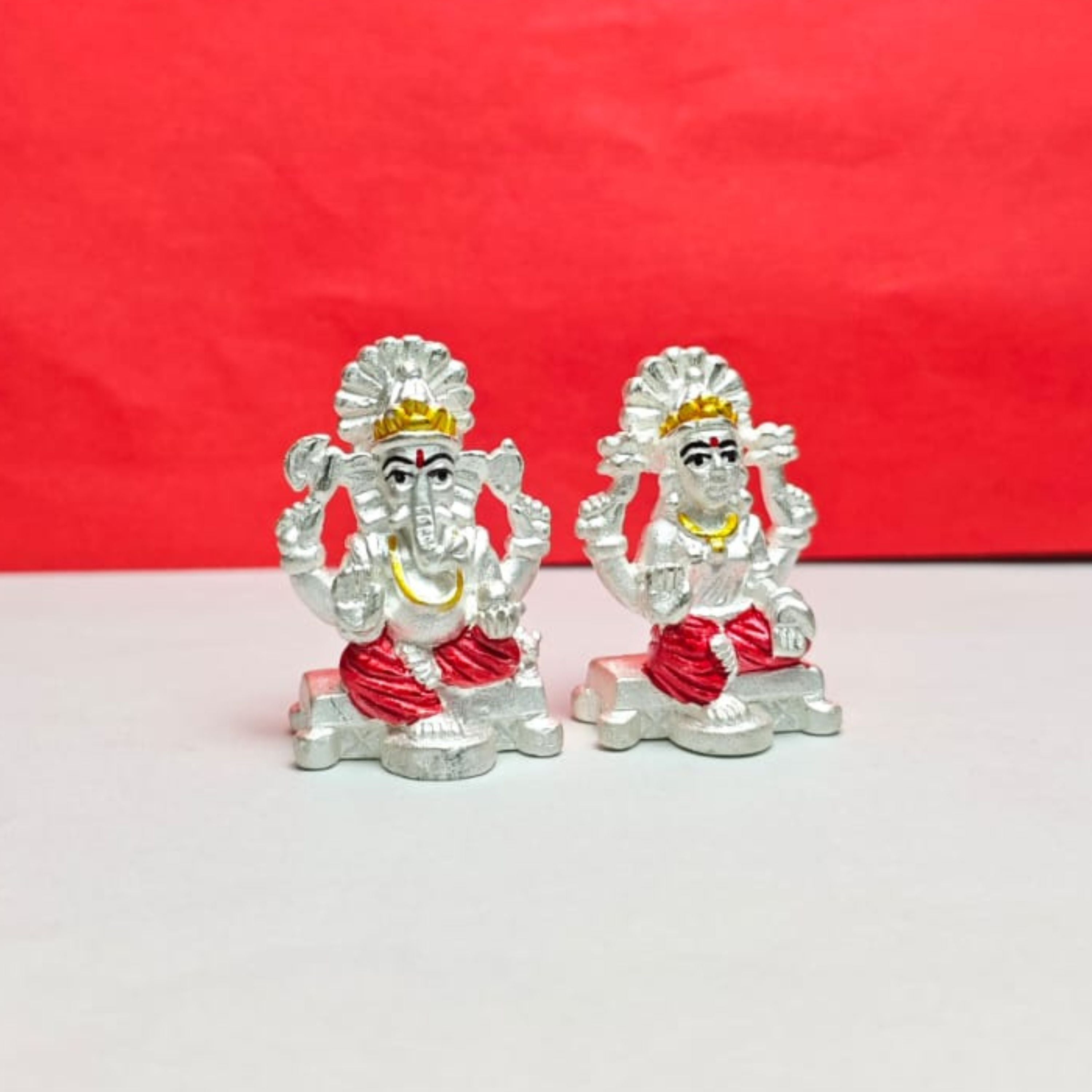 Laxmi-Ganesh Silver Idol Set
