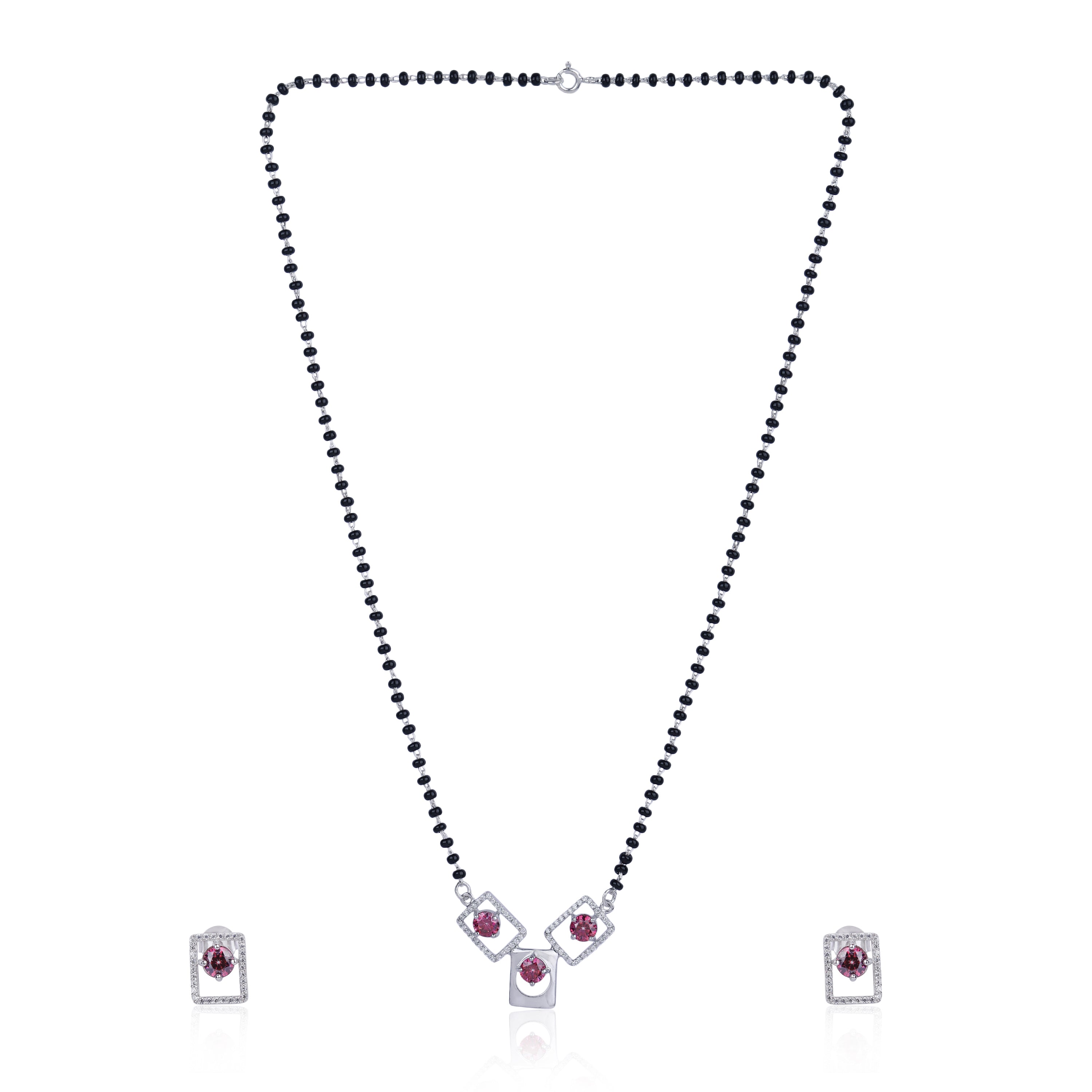 Ruby Charm Mangalsutra With Earring