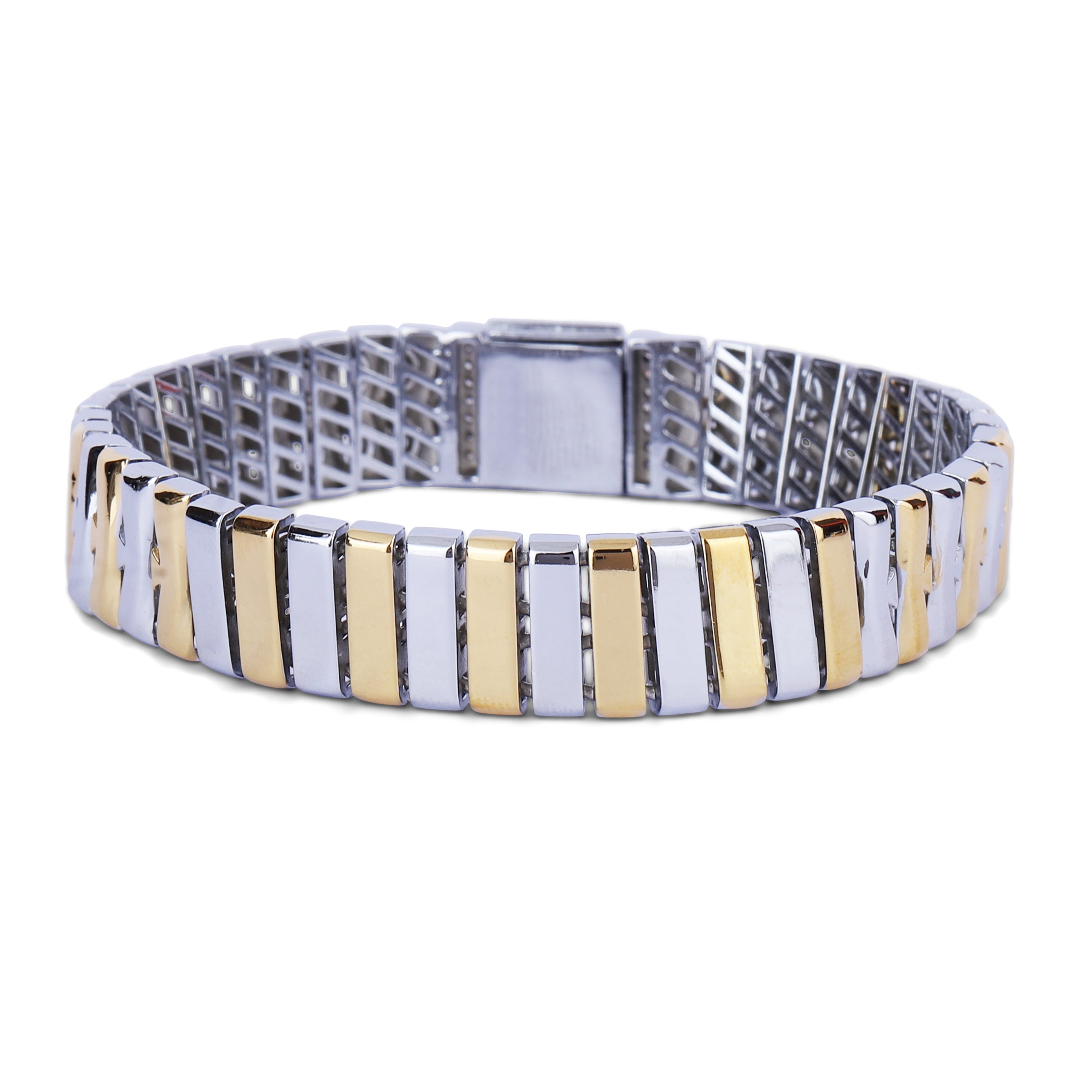 Dual-Tone Bar Link Bracelet