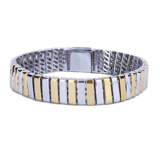 Dual-Tone Bar Link Bracelet