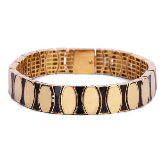 Gold-Plated Black Enamel Bracelet