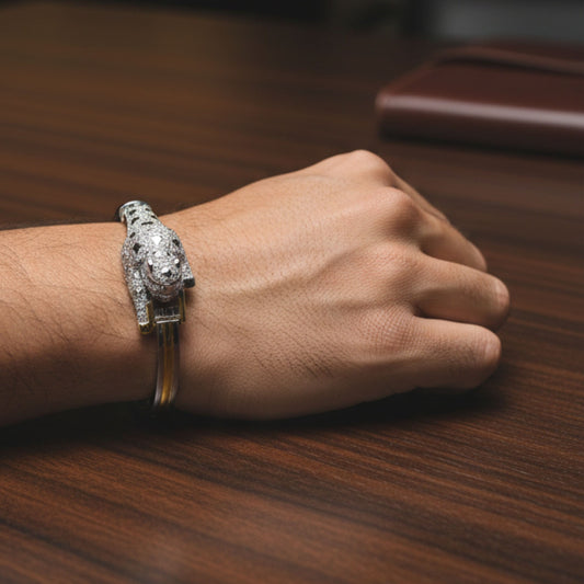 Silver Diamond Panther Kada