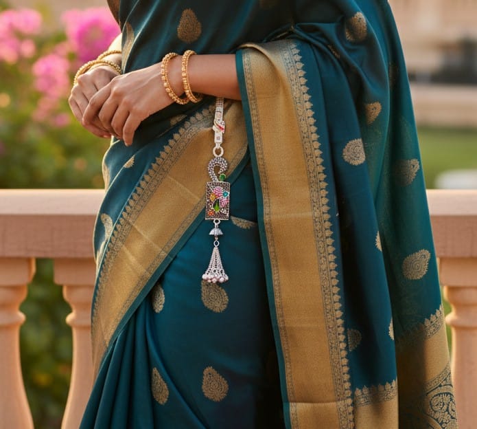 Floral Elegance Peacock Keychain