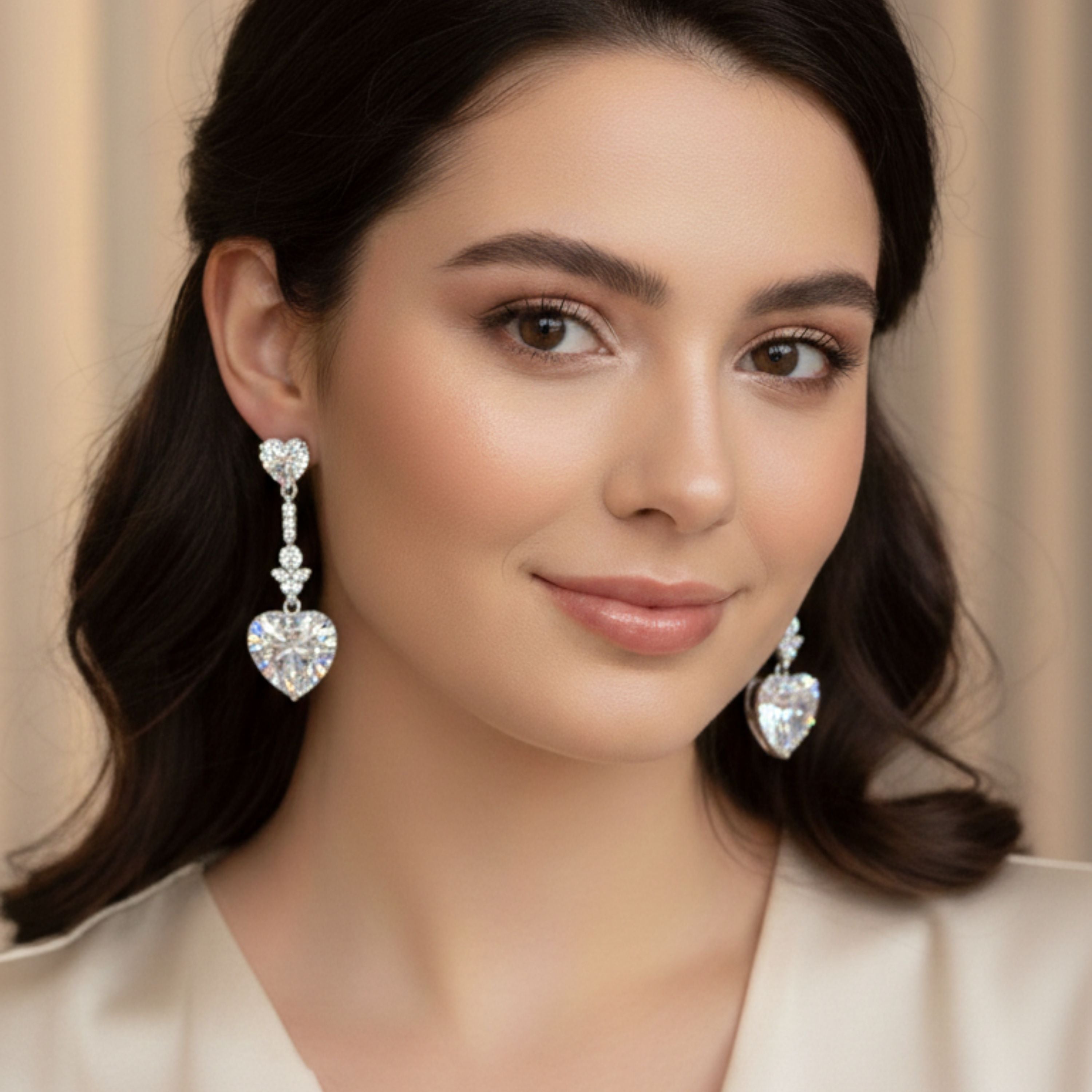 Silver Heartlight Drop Earring