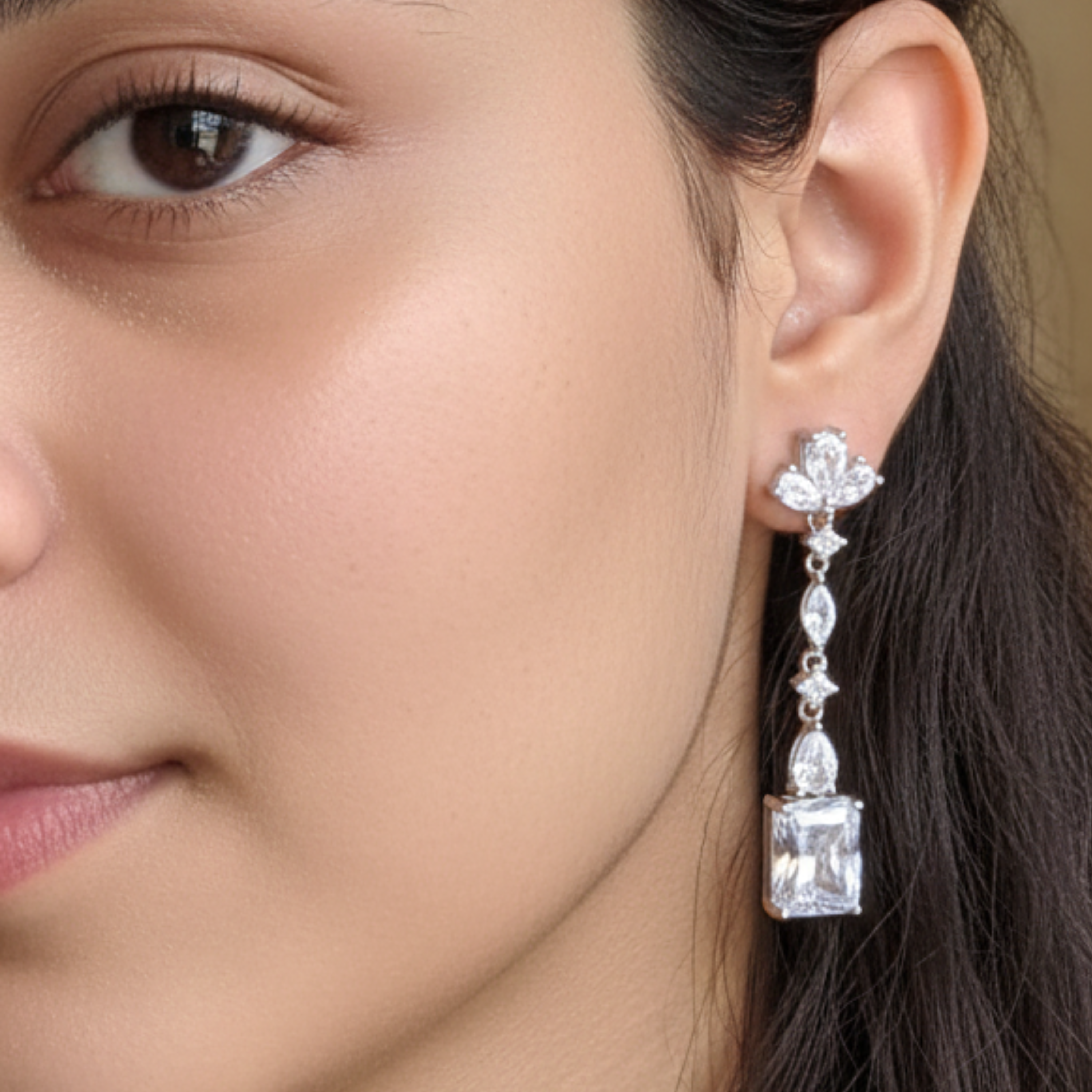 Silver Floral Grace Drop Earring