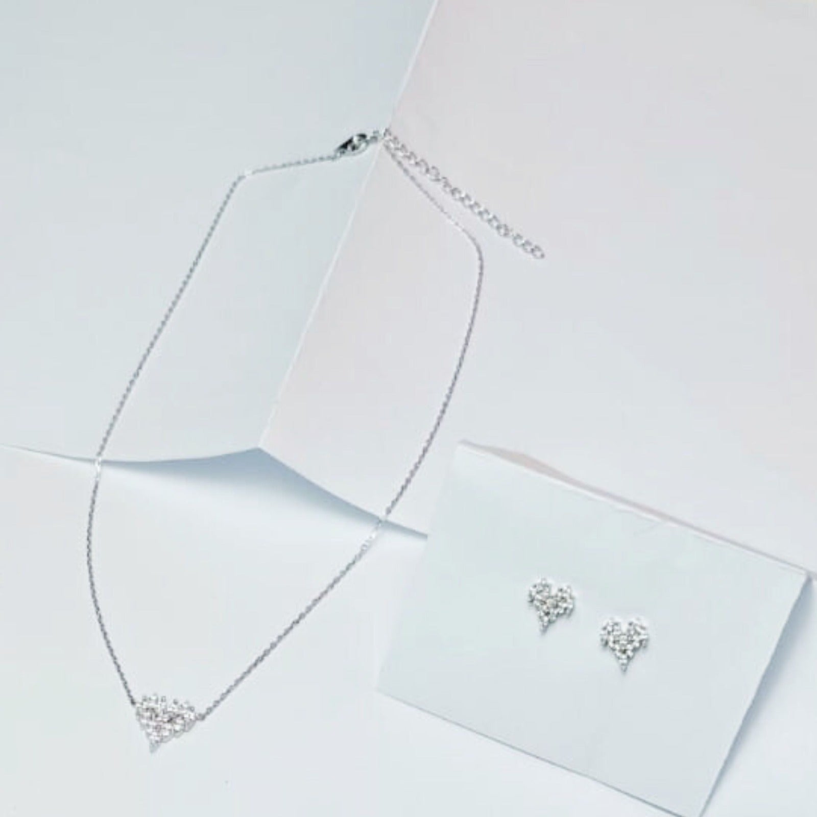 Crystal Heart Drop Necklace & Earrings Set