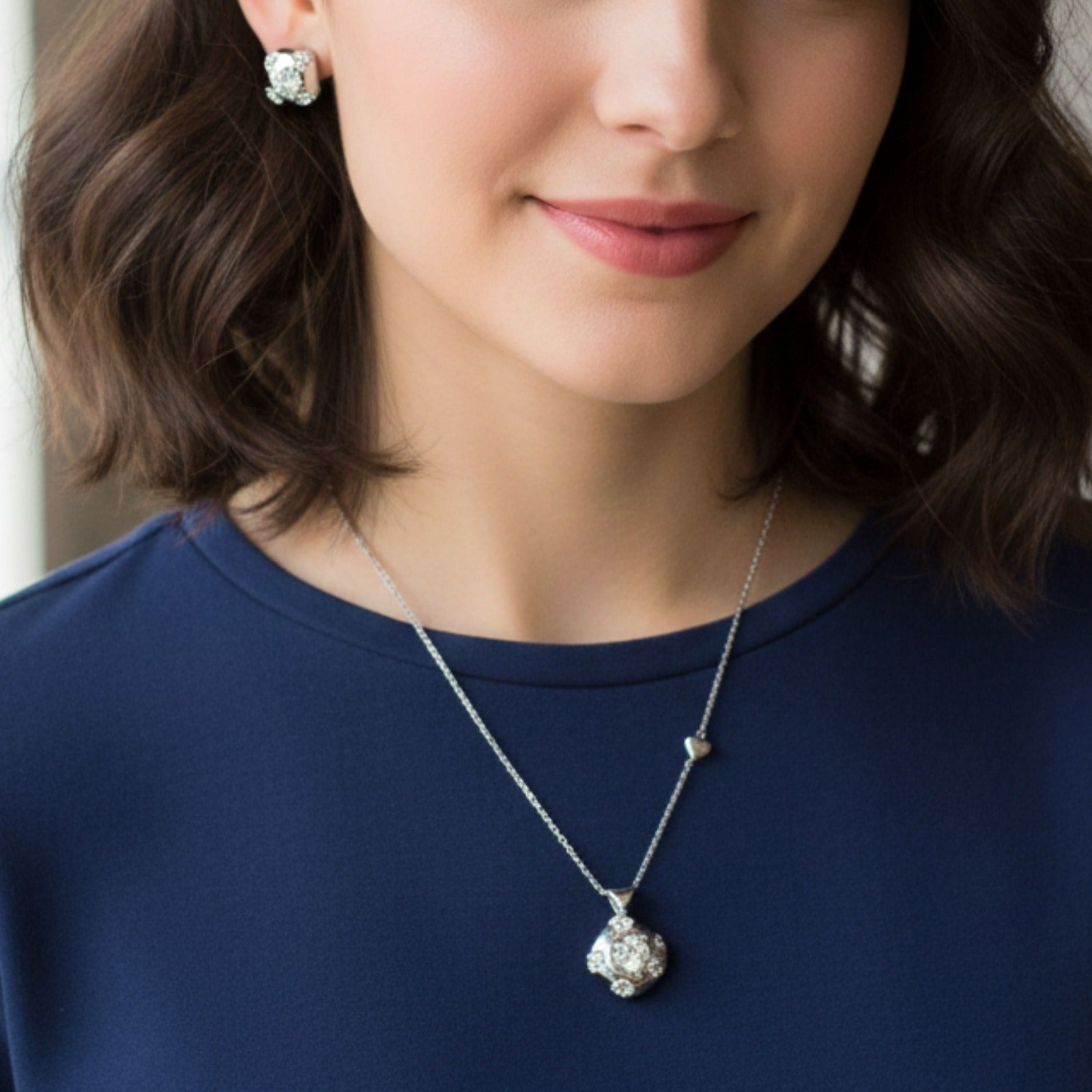 Starshine Cube Pendant & Studs Set