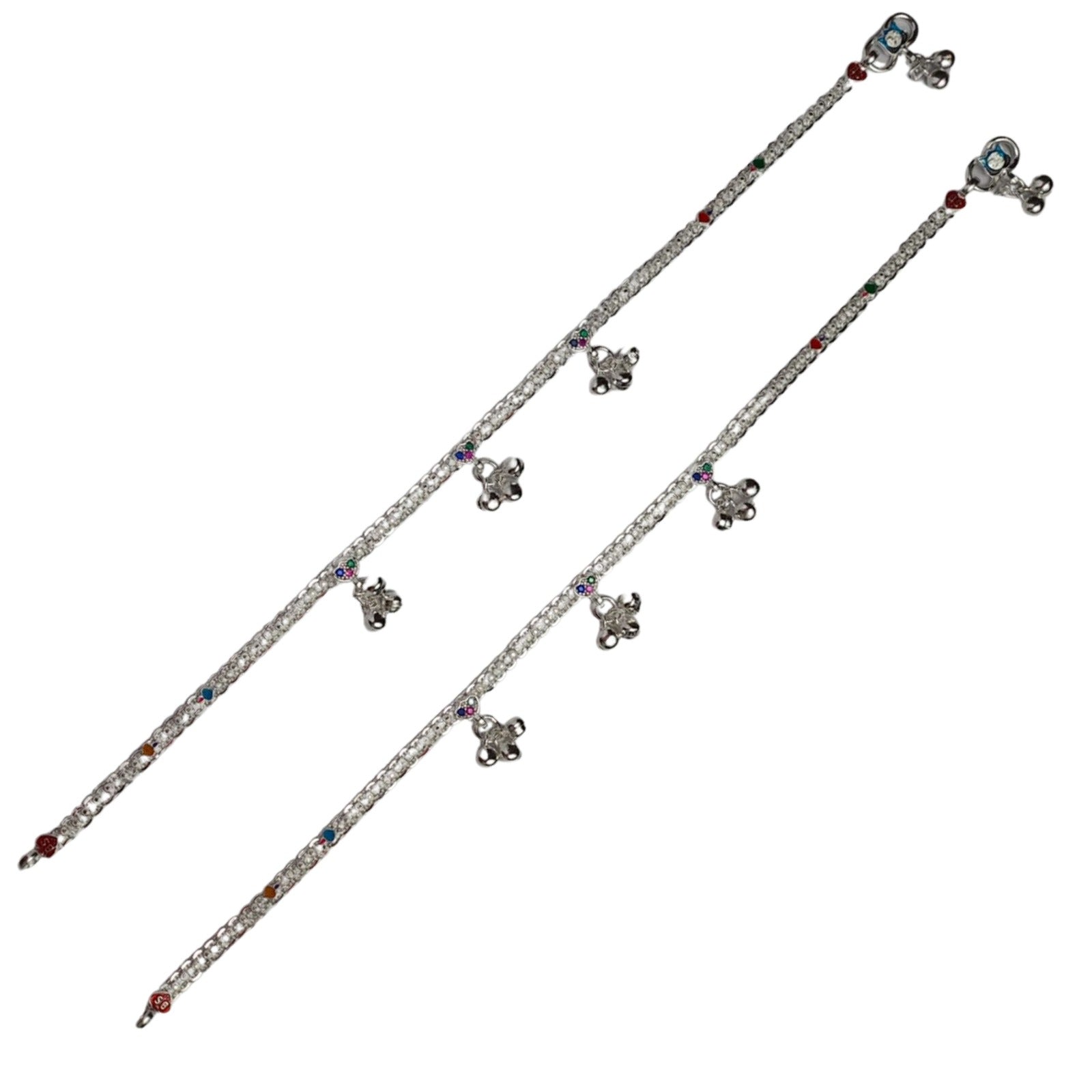 Multicolor Stone Silver Payal