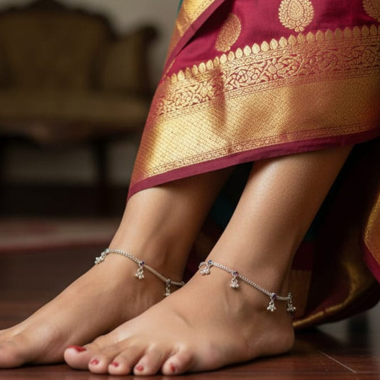 Classic Drop Silver Payal