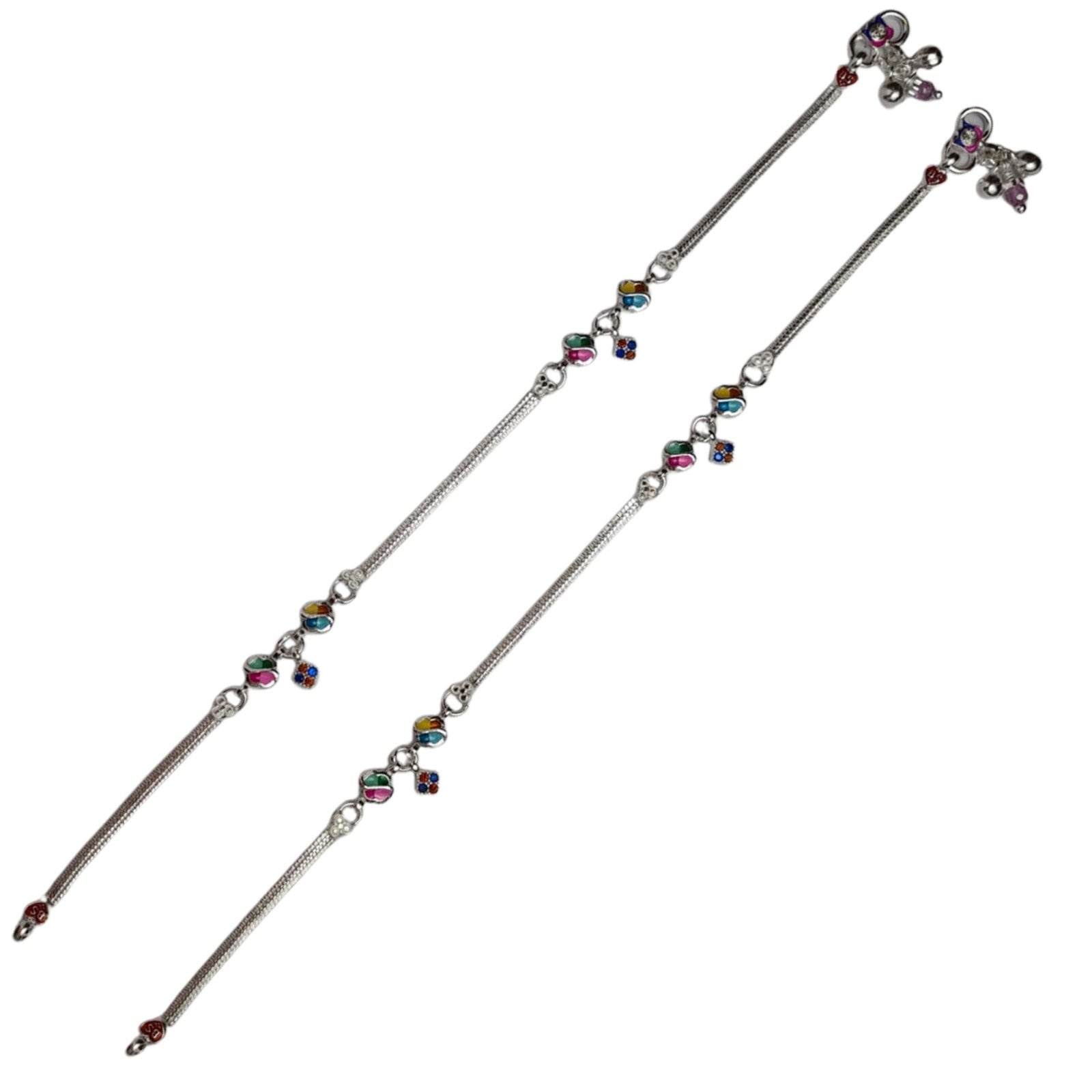 Color Stone Silver Payal