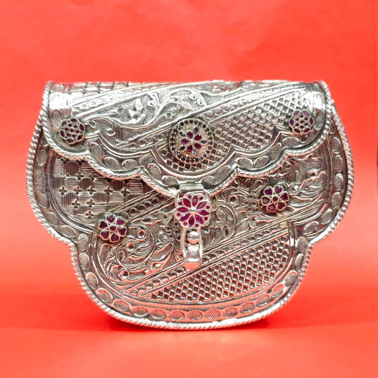 Royal Floral Sterling Silver Clutch