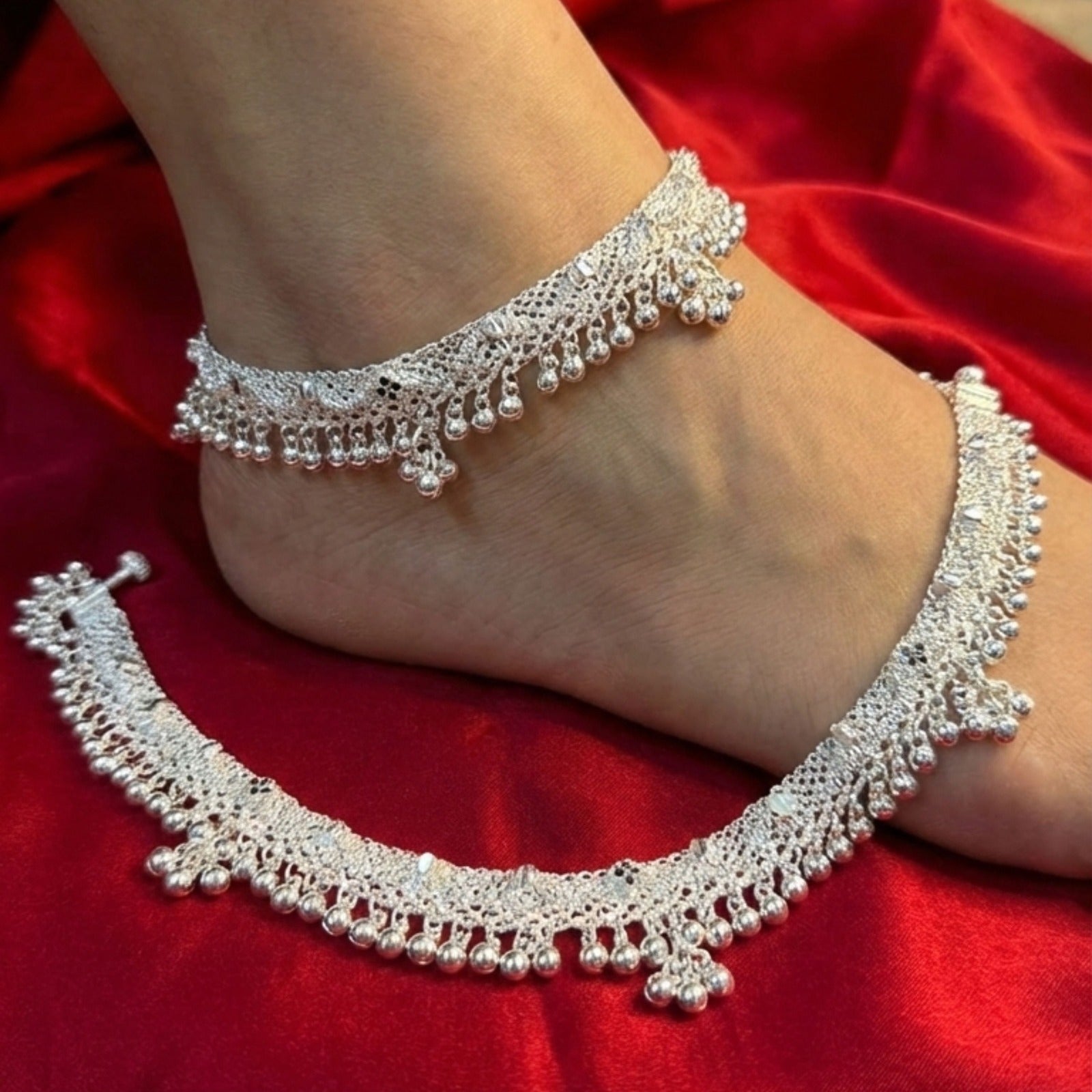 Silver Royal Ghungroo Payal (Pair)