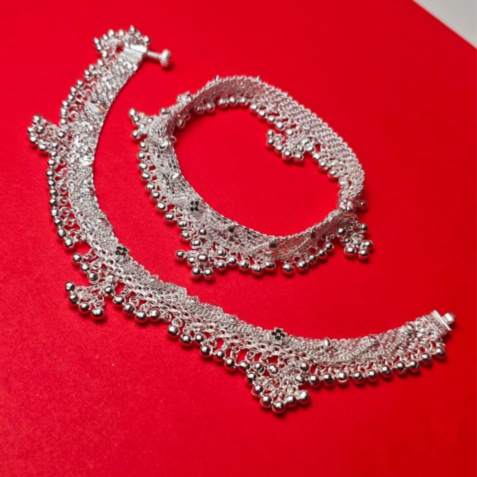 Silver Royal Ghungroo Payal (Pair)