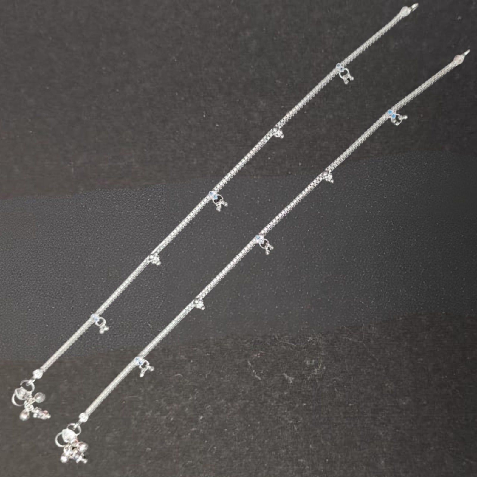 Silver Minimal Charm Payal (Pair)