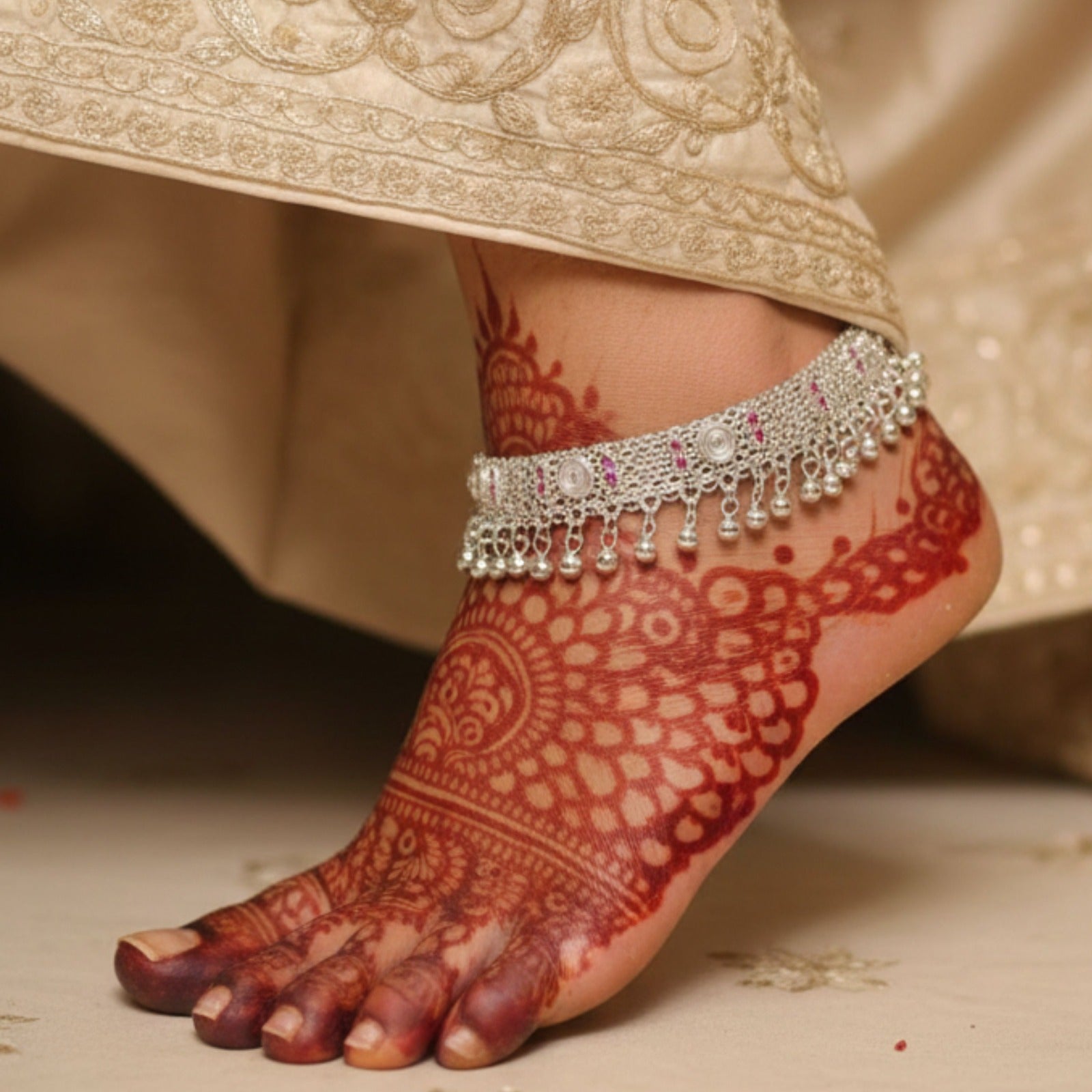 Silver Vaidehi Ghungroo Payal (Pair)