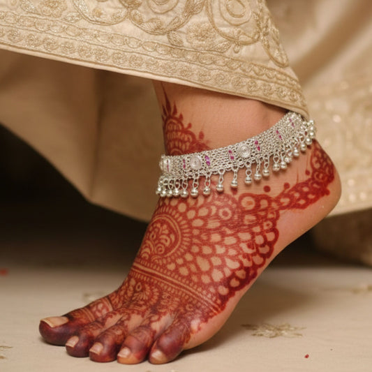 Silver Vaidehi Ghungroo Payal (Pair)