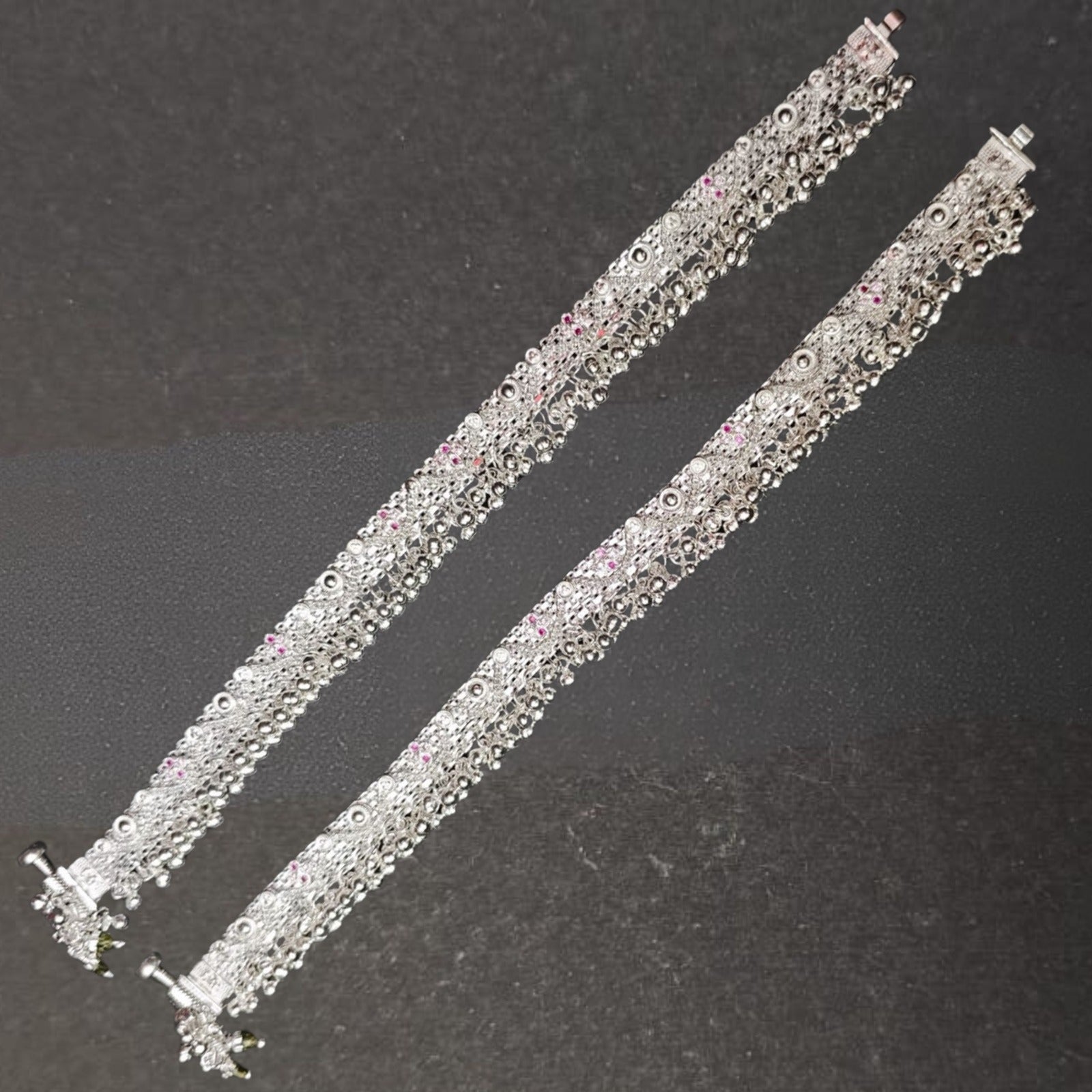 Silver Aarohi Lacework Ghungroo Payal (Pair)