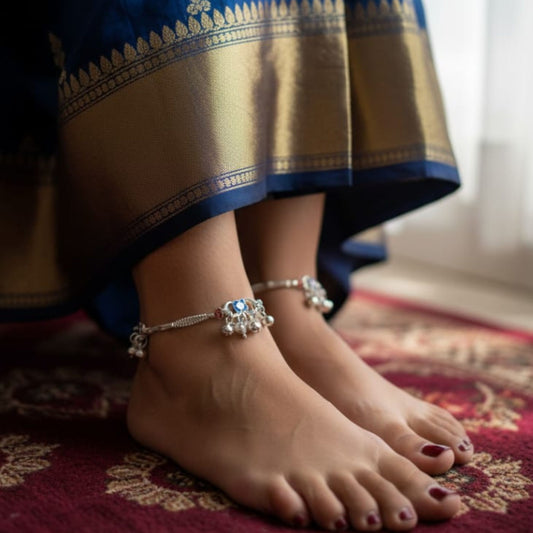 Textured Chain Silver Payal