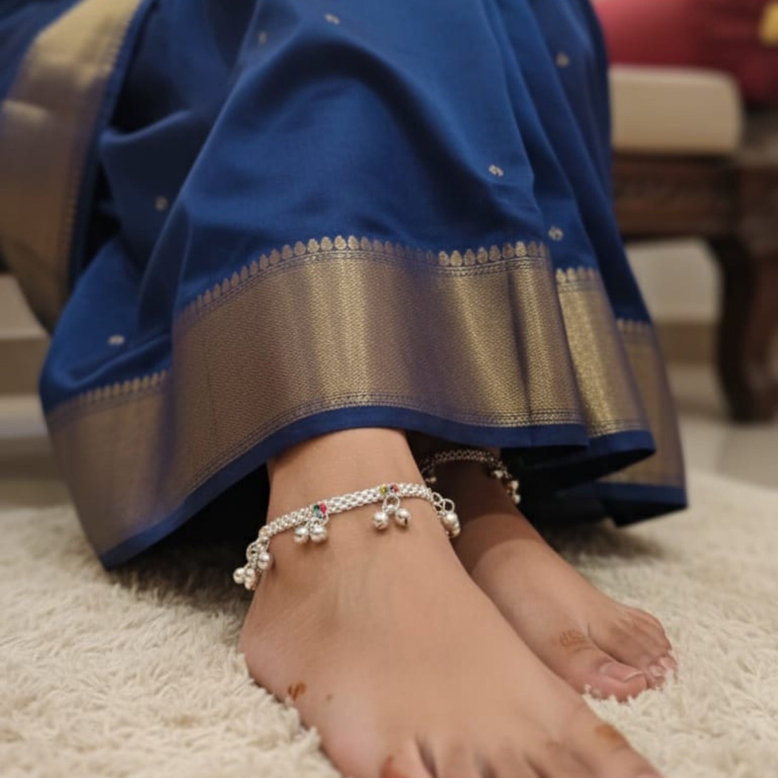 Rainbow Beads Silver Payal