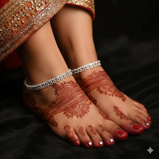 Silver Circular Charm Payal