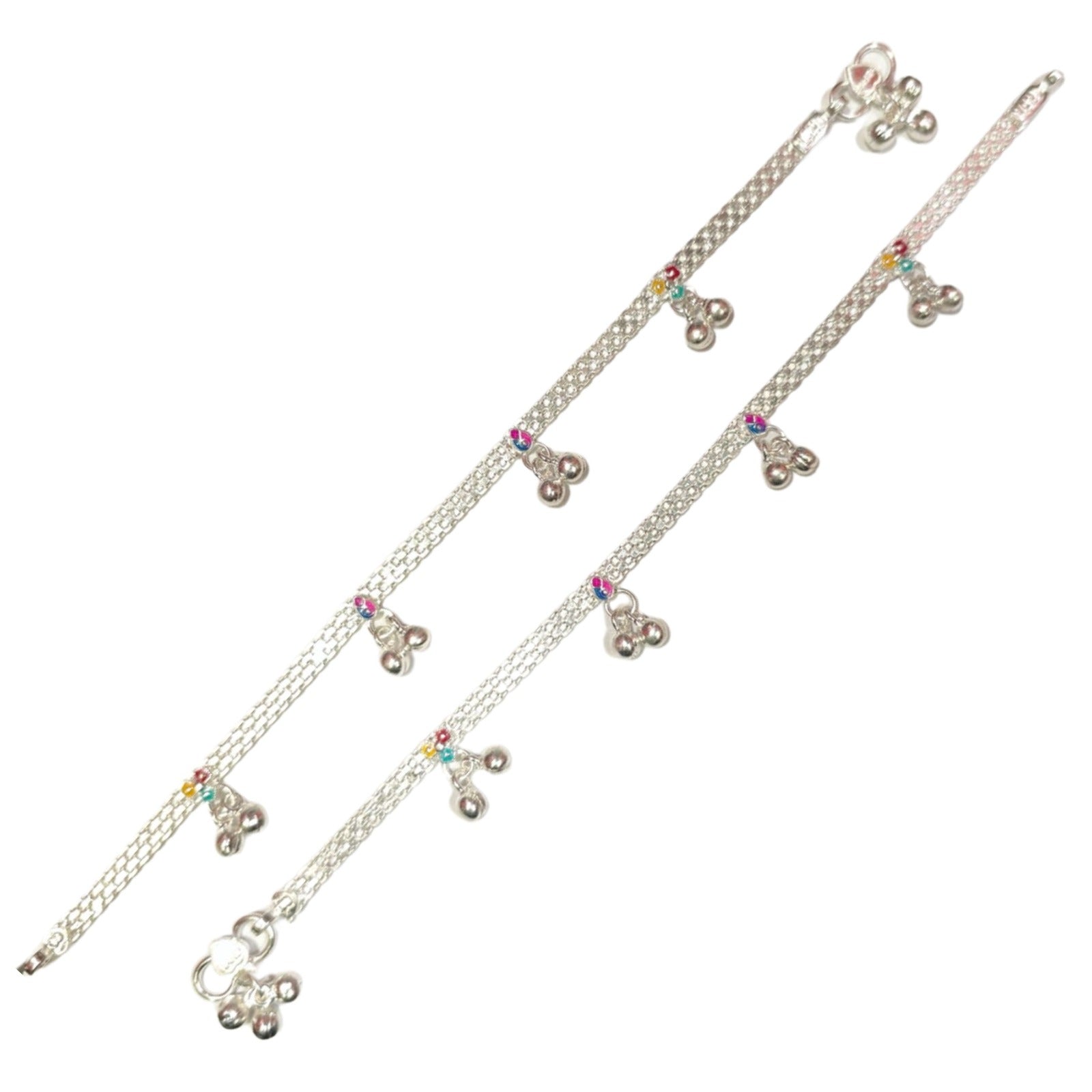 Rainbow Beads Silver Payal