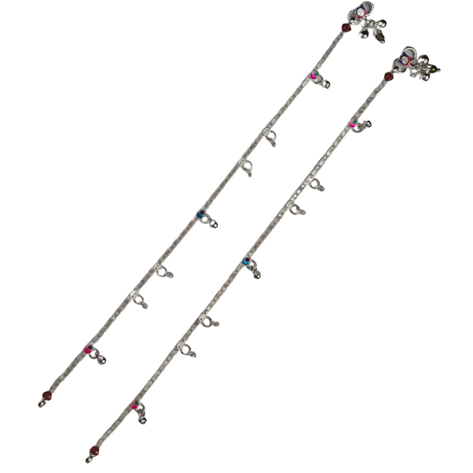 Color Stone Silver Payal