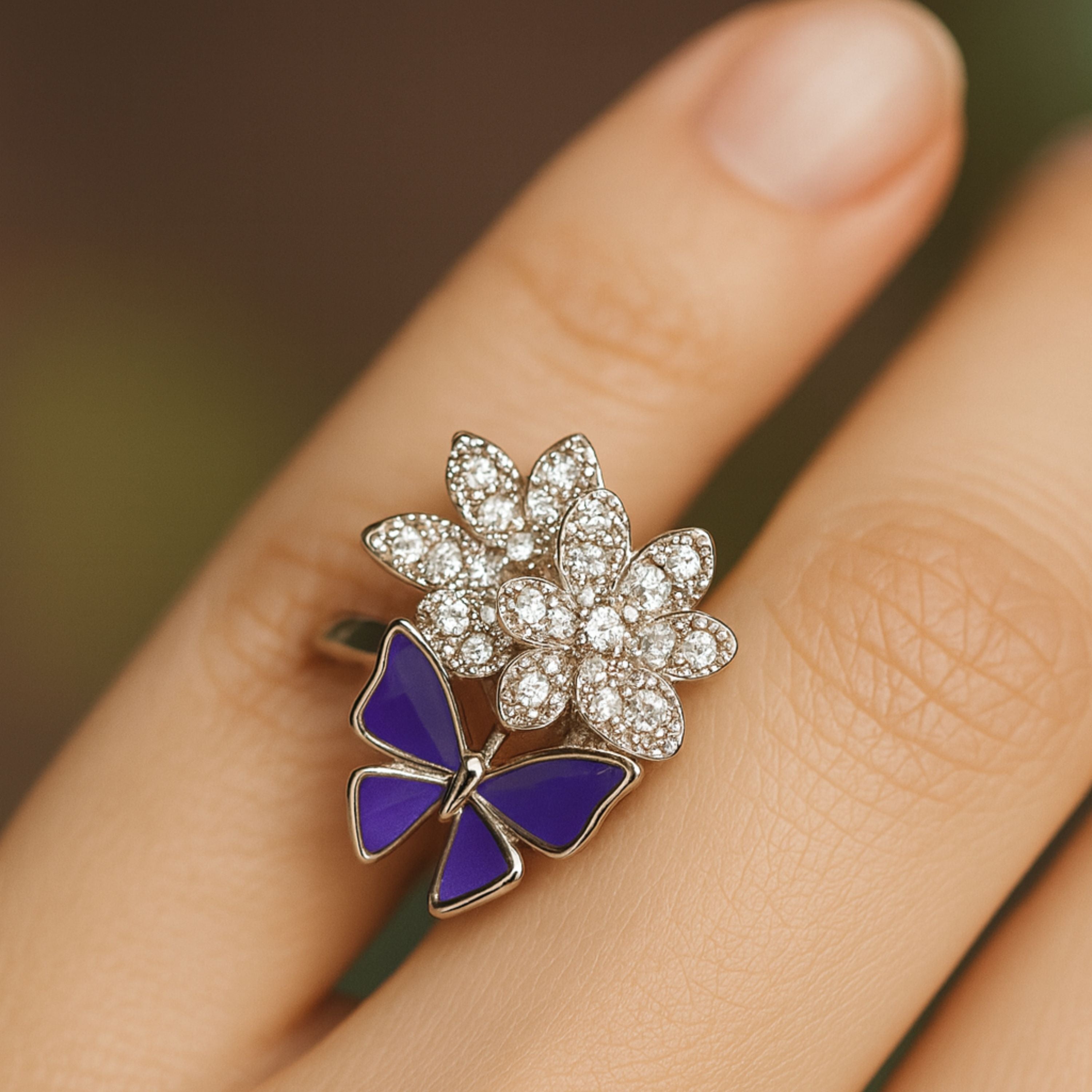 Purple Butterfly Bloom Ring