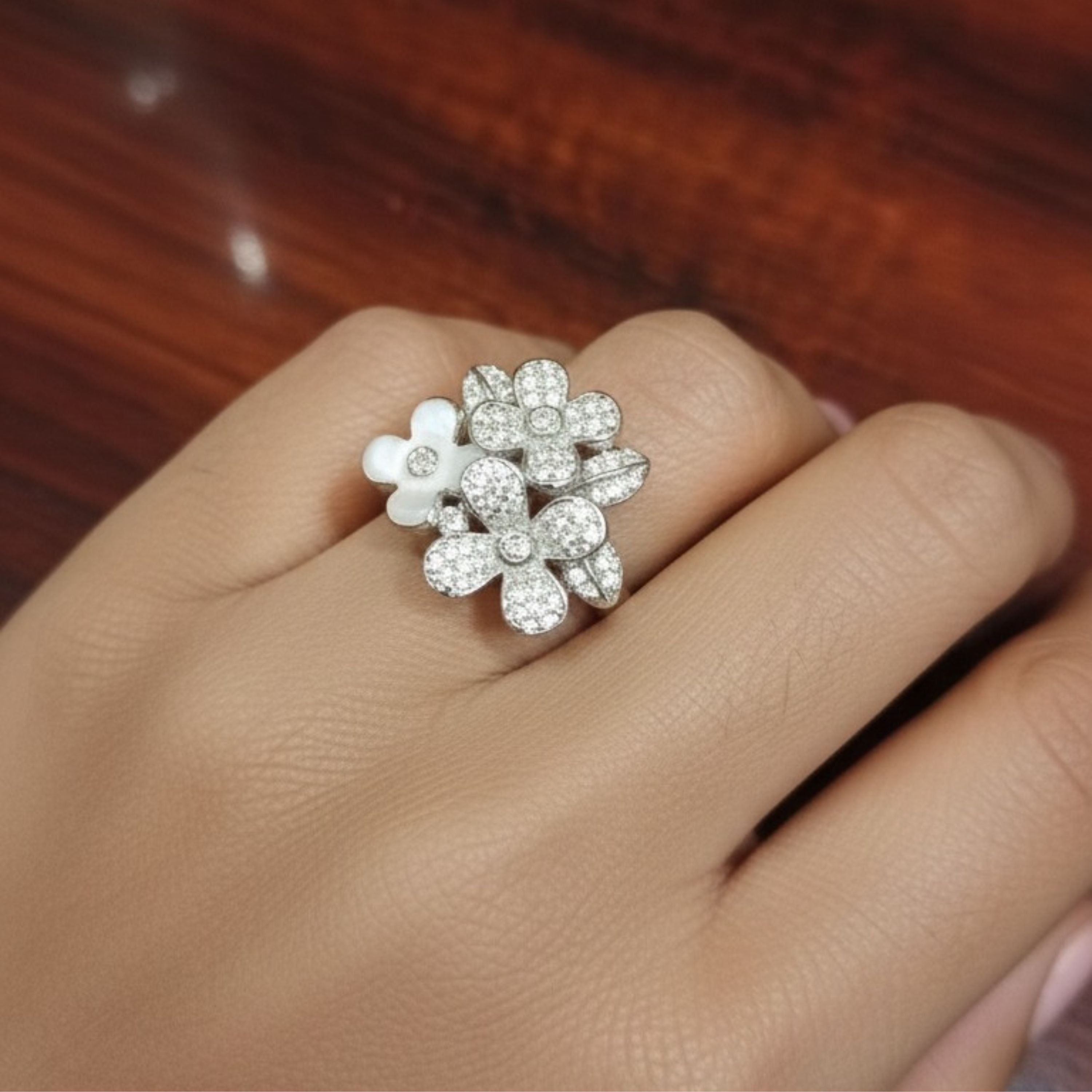Crystal Blossom Trio  Ring