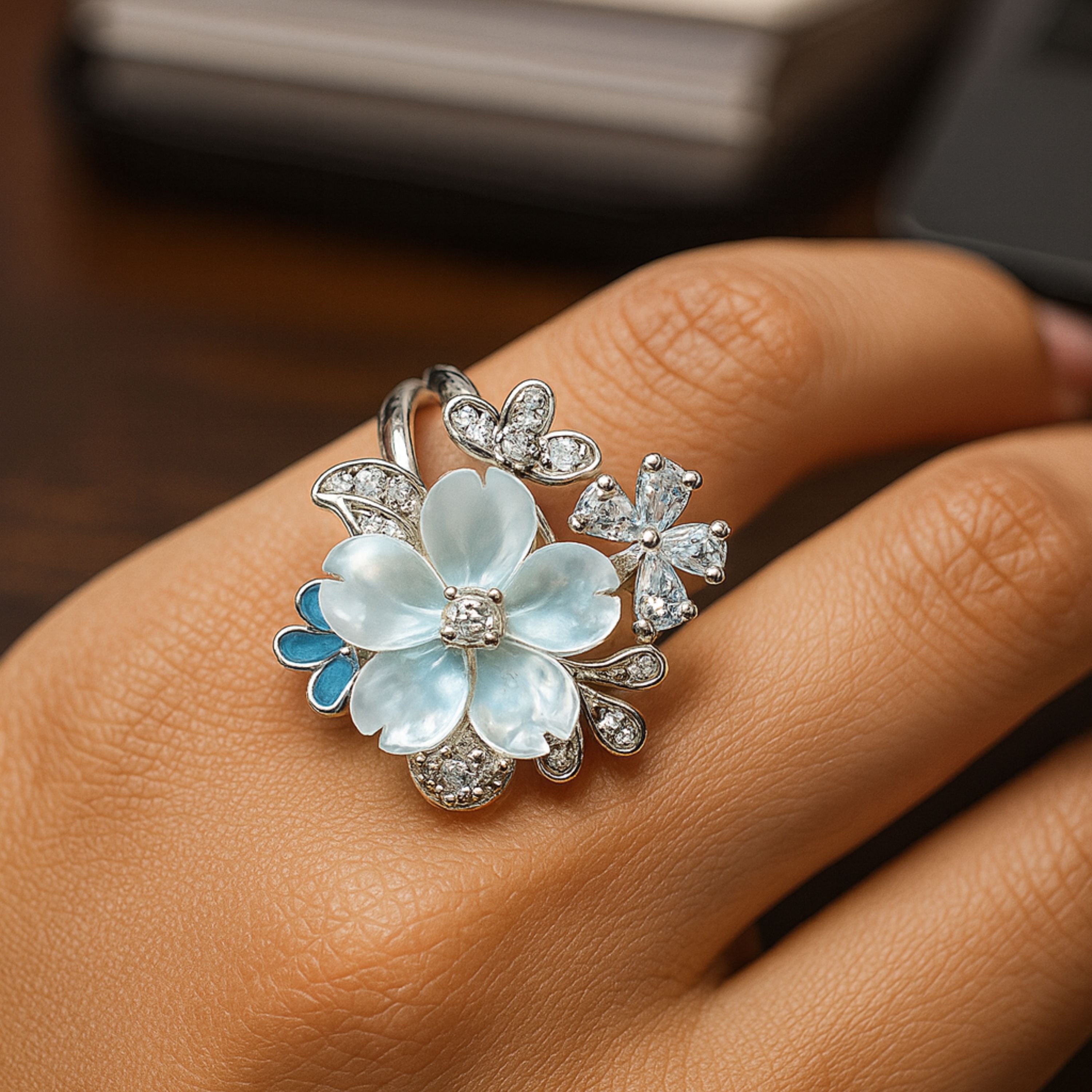 Blue Blossom Ring