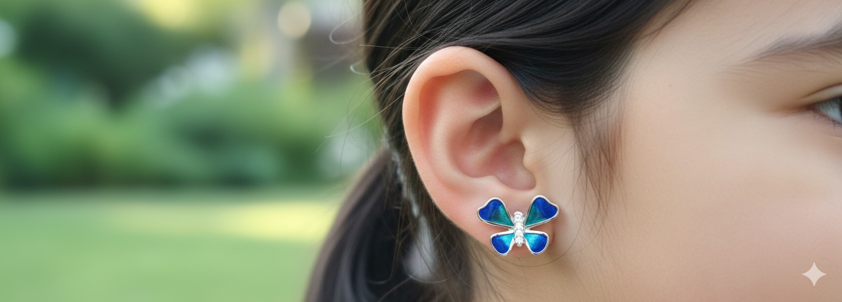 Blue Butterfly Stud Earrings