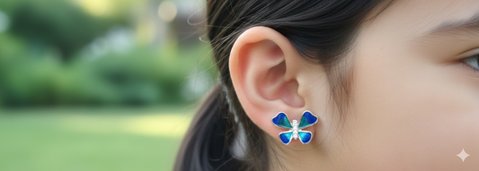 Blue Butterfly Stud Earrings