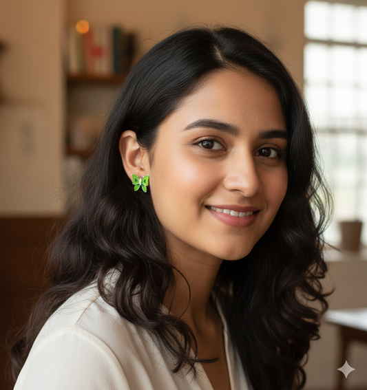 Leaf Glow Sterling Butterfly Stud
